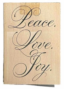 Elegante Sello de Goma Madera Frase Palabra Sentimiento Navidad Paz Amor Alegría - Imagen 1 de 3