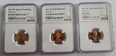 3- coin set  2019-W COMPLETE WEST POINT LINCOLN CENT  NGC PF69, RPF69, MS69 Cover