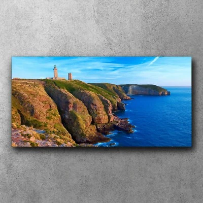 Canvas XXL Leinwand Bilder Deko 120x60 Leuchtturm auf der Atlantik Klippe - Bild 1 von 4
