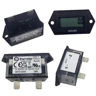 TRUMETER / REDINGTON TRUMETER 3410-0000 LCD Hour Meter, 2-Hole, 1.10" Rectangular Flange (Redington)