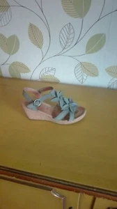 GABOR Plateau Sandalette blau grau Blumen Blüten Strass Gr. 5 1/2 38 1/2 - Bild 1 von 11