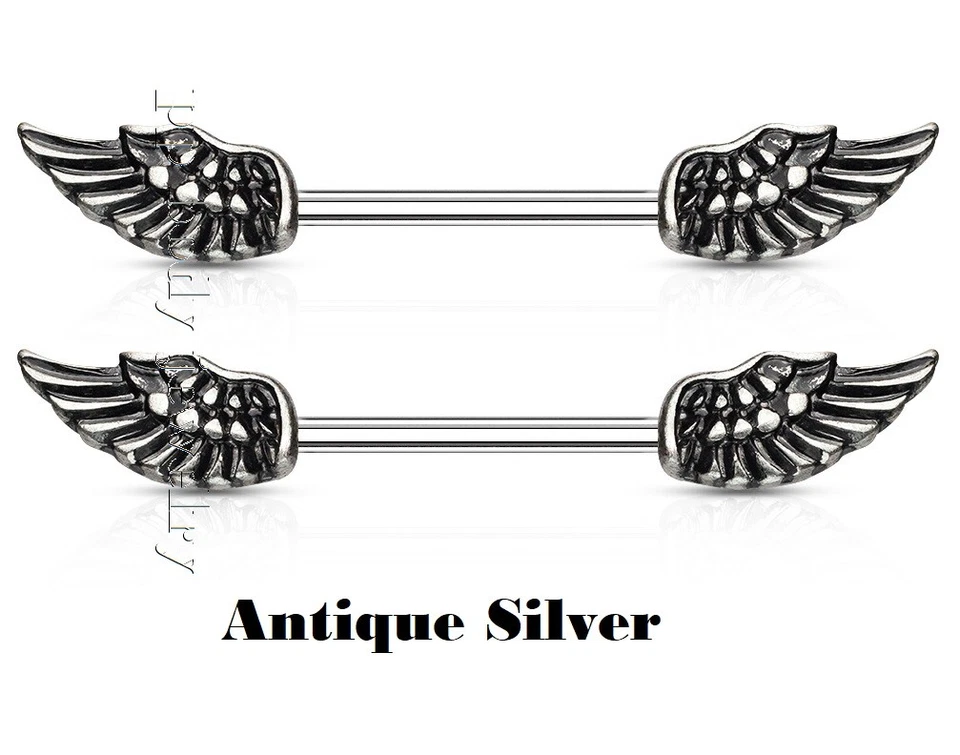 PAR 14G 9/16" PVD 316L Acero Quirúrgico Alas de Ángel Escudos para Pezones Foto 1 de 1