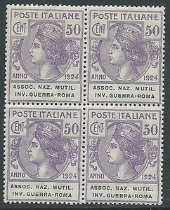 1924 REGNO PARASTATALI ASSOC NAZ MUTIL 50 CENT QUARTINA MNH ** - M52-9 - Imagen 1 de 1