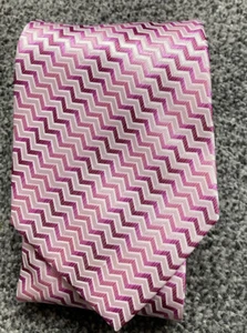 Mens Tie Rack pink mix wavy striped patterned tie 3.5" wide 59" long - Picture 1 of 3