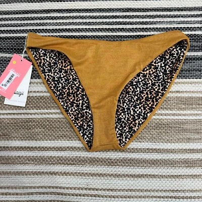 Parte inferior de bikini reversible con estampado de leopardo dorado miel XL Maaji Sublimity Foto 1 de 4