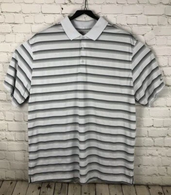 Camisa de golf informal a rayas blancas de manga corta Nike Golf Dri Fit para hombre talla XXL 2XL Foto 1 de 4