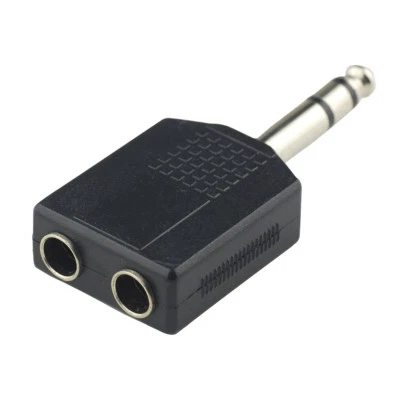 6.3mm 1/4" Y Splitter STEREO Plug male to 2x6.35mm Jack female Audio/Guitar/PA - Image 1 of 3