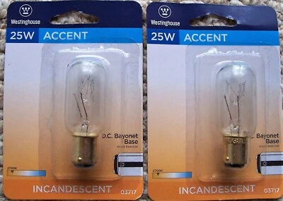 2 New Westinghouse 25W D.C. Bayonet Base T8 Bulbs 03717 - Image 1 of 2