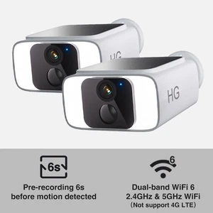 DualBand WiFi6 Wireless Pre-Record Solar Battery Security Camera System 2PACK - Picture 1 of 14