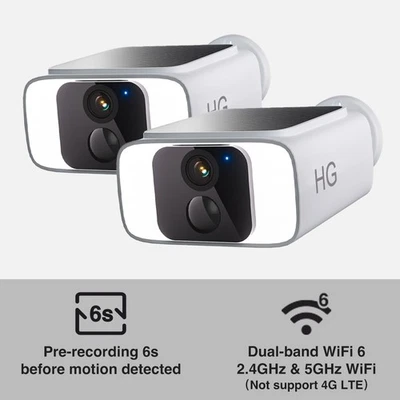 DualBand WiFi6 Wireless Pre-Record Solar Battery Security Camera System 2PACK - Image 1 of 4