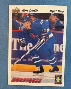 1991-92 Upper Deck Euro-Stars #E13 Mats Sundin Quebec Nordiques NHL - Picture 1 of 2