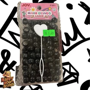 Girls Large Hair Beads By Joy Brand New Black  - Picture 1 of 2