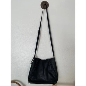 Schwarze Leder Schultertasche Hobo Handtasche der Marke Lucky - Bild 1 von 4