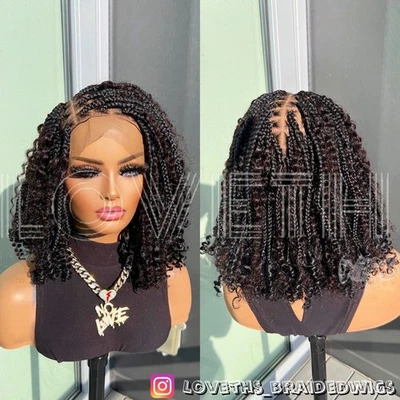 Ships next day(2days SHIPPING)Cornrow Full lace Braided wig,black knotless braid - Image 1 of 4