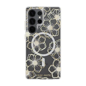 Case-Mate Floral Gems Case For Samsung Galaxy S25 Ultra - Gold w/ Magnet - Picture 1 of 6