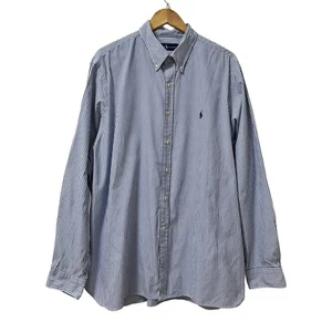 Ralph Lauren Mens Stripe Classic Fit Oxford Shirt Mens Size 18 Blue Preppy Golf - Picture 1 of 8