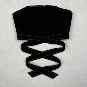 Meshki Top S schwarz Reißverschluss hinten Bandeau Schleife Träger Party Clubbing - Bild 1 von 12