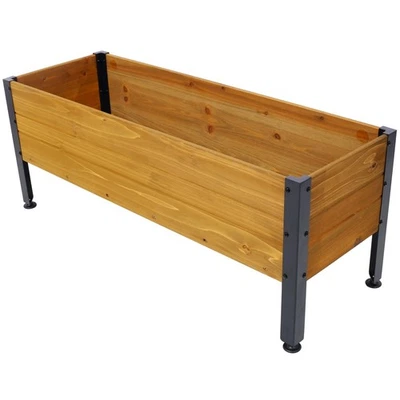 Wood Rectangular Raised Garden Planter: Elevated for Herbs/Veggies/Flowers - Image 1 of 4