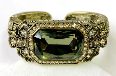 HSN Heidi Daus "The Deco Trilogy" Smokey Quartz Crystal Cuff Bracelet M/L - Image 1 of 4