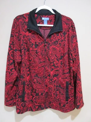 Chaqueta ligera Koret para mujer talla XL con cremallera negra y roja con bolsillos geométricos florales Foto 1 de 4