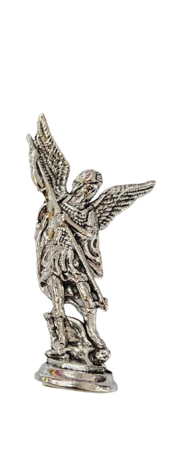 Silver St. Michael San Miguel Arcangel Statue Saint Archangel Michael 3 inches - Image 1 of 1