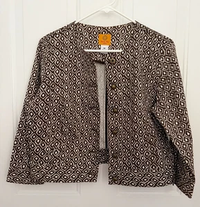 Ruby Rd Women's Jacket Size 10P Brown diamond Neckline Button Down - Picture 1 of 2