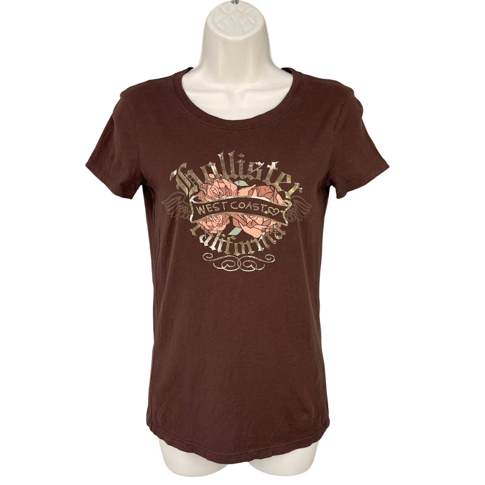 Camiseta Hollister Mujer Streetwear West Coast Gráfico Grunge Y2K Talla M Marrón Foto 1 de 4