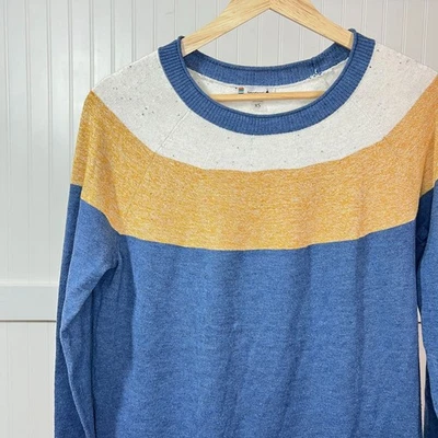 Smartwool Edgewood Colorblock Crewneck Sweater Blue Yellow Merino Wool Blend - Image 1 of 4