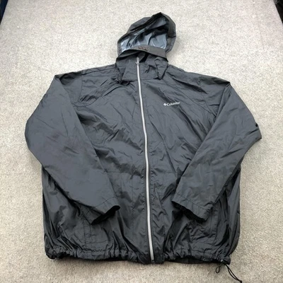 Columbia Jacket Mens 3XL Black Hooded Full Zip Lightweight Windbreaker Rain - Image 1 of 4