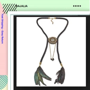 BAJALIA "Tunga" Beaded Medallion Feather Necklace - Picture 1 of 1