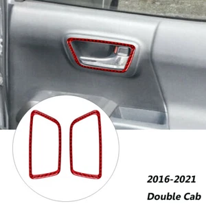 Carbon fiber Interior Rear Door Handle Red Trim For Toyota Tacoma 2016-2021   - Picture 1 of 9