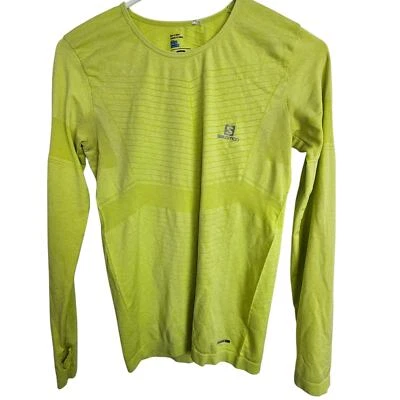 Salomon Camiseta Manga Larga Camiseta Mujer M Amarillo Neón Camiseta Atlética Mujer  Foto 1 de 4