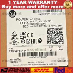 NUEVO AB 25B-V2P5N104 PowerFlex 525 0,4 kW 0,5 HP unidad de CA 25BV2P5N104 EE. UU. Impuestos libres - Imagen 1 de 10
