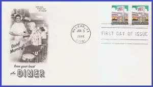 USA3 #3208 Pl #S11111 U/A ARTCRAFT FDC PNC2 Diner - Foto 1 di 1