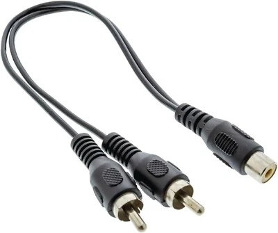 Value Line Black 20cm RCA/Phono Splitter Cable (2x RCA Male - 1x RCA Female) - Image 1 of 2