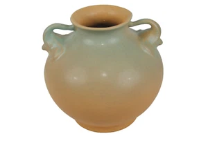 Vintage Red Wing RumRill~ Elephant Double Handle Vase~ Art Pottery~ Green & Gold - Picture 1 of 14