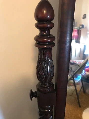 American Empire Acanthus Carved Mahogany Poster Bed Cover