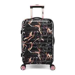 Fibertech Marble Hardside Luggage 20 Inch Carry-on, Black/Rose Gold