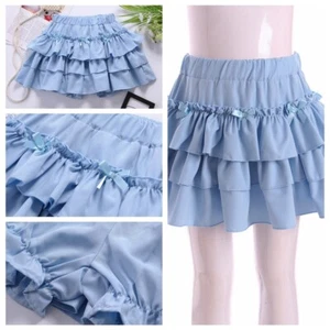 Kids Girls Miniskirt Birthday Skirt Waist Dress Solid Color Cute Stage Bowknot - Picture 1 of 19