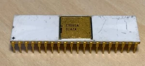 Vintage Intel C8080A Ceramic White Gold CPU IC Chip DIP40 7606 Datum - Bild 1 von 4