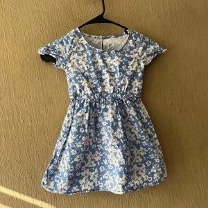 Baby Gap blue Floral 100% cotton Dress Size XS 4/5 tie sleeves blue white - Picture 1 of 8