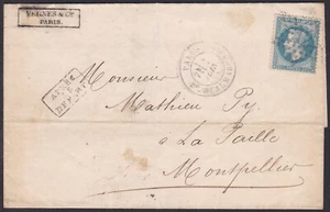 Antigua cubierta clásica, OFCV0177 Francia Sc33 Napoleón, matasellos estrella, junio. 07. 1869. - Imagen 1 de 2