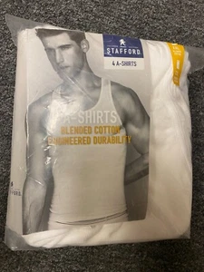 Stafford 4-Pack Ribbed Tank Top A-Shirts | A31 - Picture 1 of 2