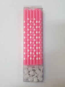 Pink with white polka dot cake candles 12 pack free post - Foto 1 di 1