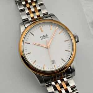 Oris Classic Fecha Automático Esfera Plateada Oro Dos Tonos 37mm 01 733 7578 4351 - Imagen 1 de 9