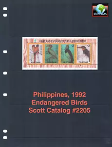 at $4.00 Scott Value - 1992 PHILIPPINES Birds s/s Endangered Species MNH NH UMM - Picture 1 of 4