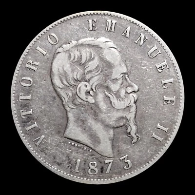 1873 Itália 5 liras - Imagem 1 de 2