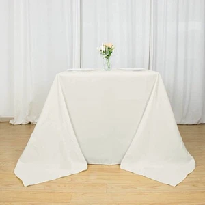 90" x 90" IVORY Premium Polyester Square TABLECLOTH Party Events Decorations - Picture 1 of 7