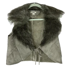 Chaleco de gamuza de piel sintética Cato para mujer beige marrón talla pequeña - Imagen 1 de 6