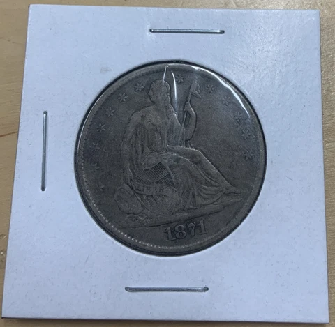 1871 S Seated Liberty Half Dollar 50c Better Grade VF+ Cover
